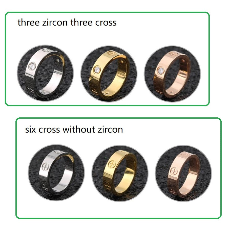 2023 Cross Stainless Steel Zircon Ring With Stone For Woman Girl For Men Couple Ring Wedding Ring