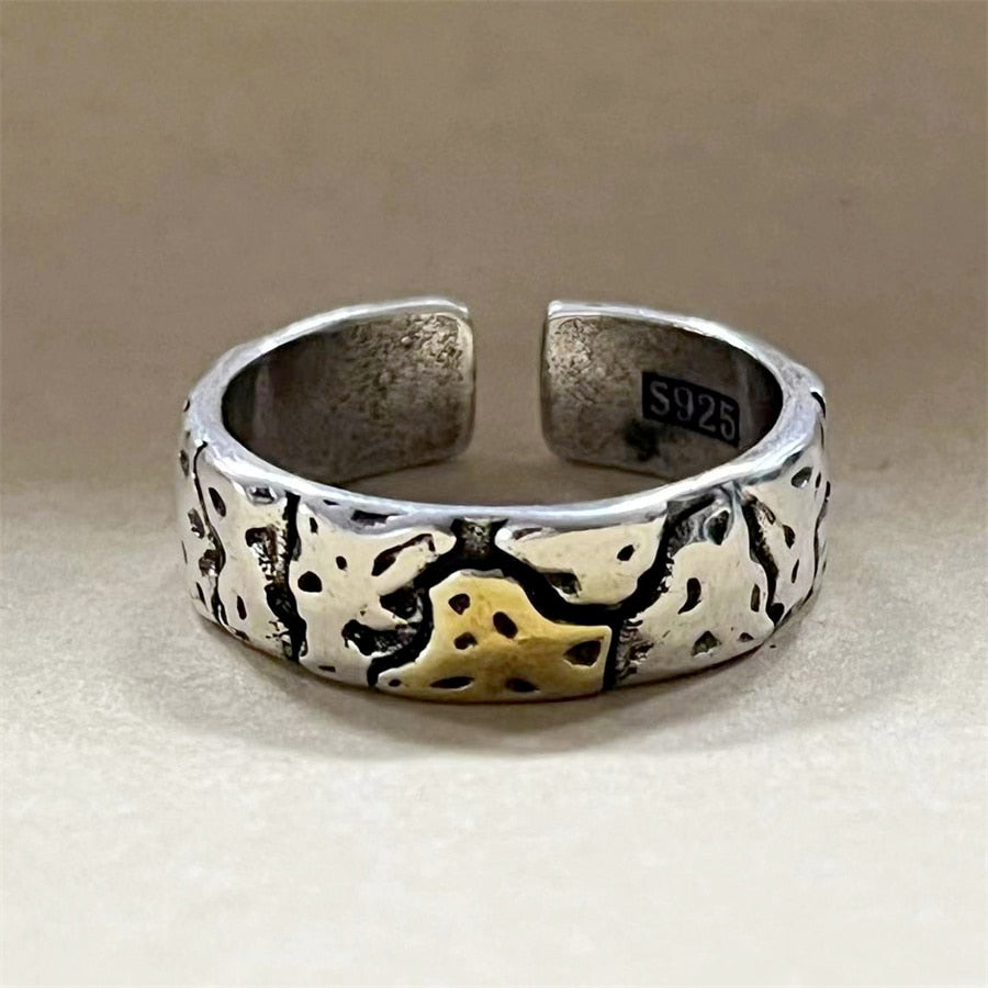 INS Fashion Silver Color Minimalist Irregular Twined Finger Rings Creative Geometric Punk Opening Rings for Women Girls Jewelry